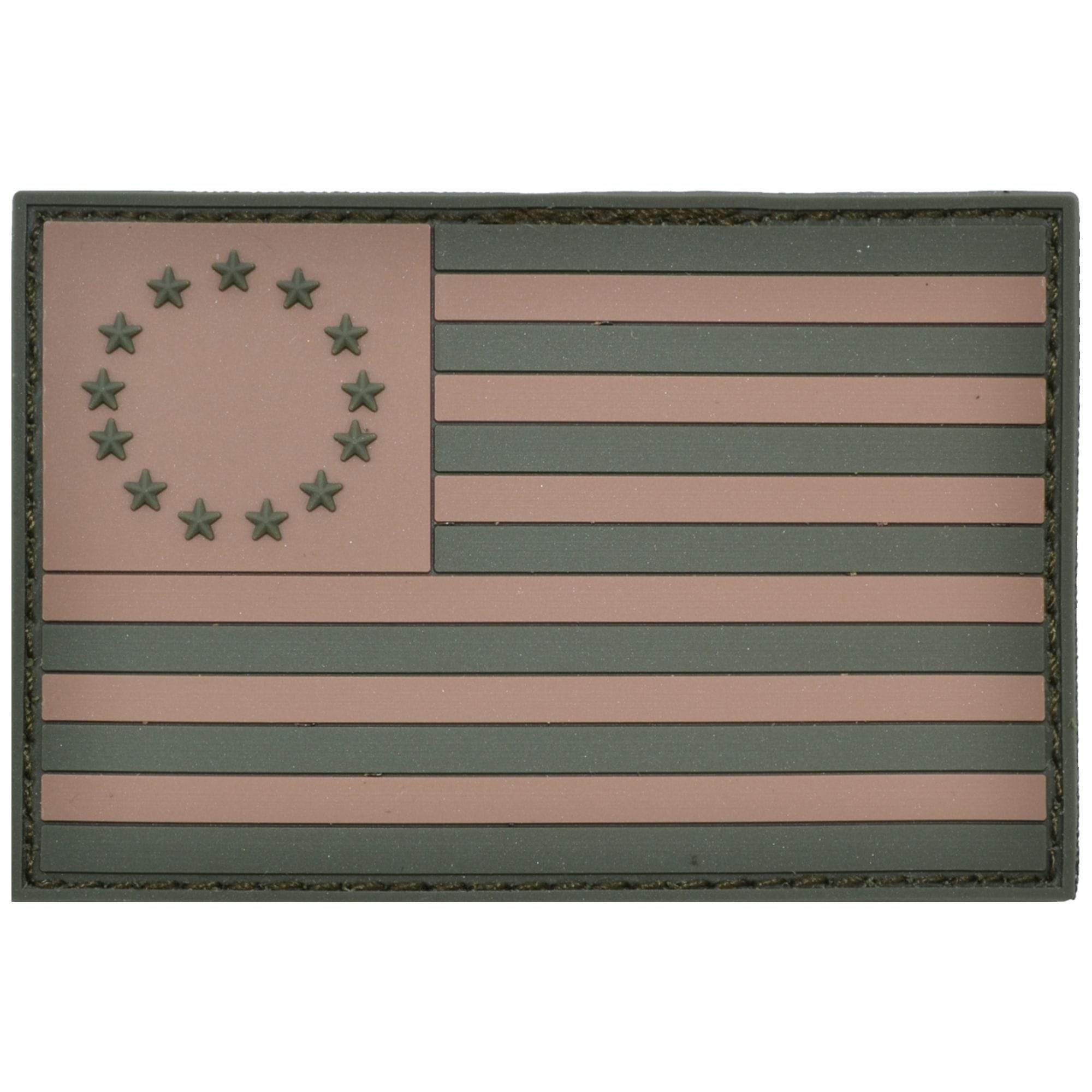 Tactical Gear Junkie Patches Olive Drab/Coyote Betsy Ross US Flag Full Color - 2x3 PVC Patch - Multiple Colors