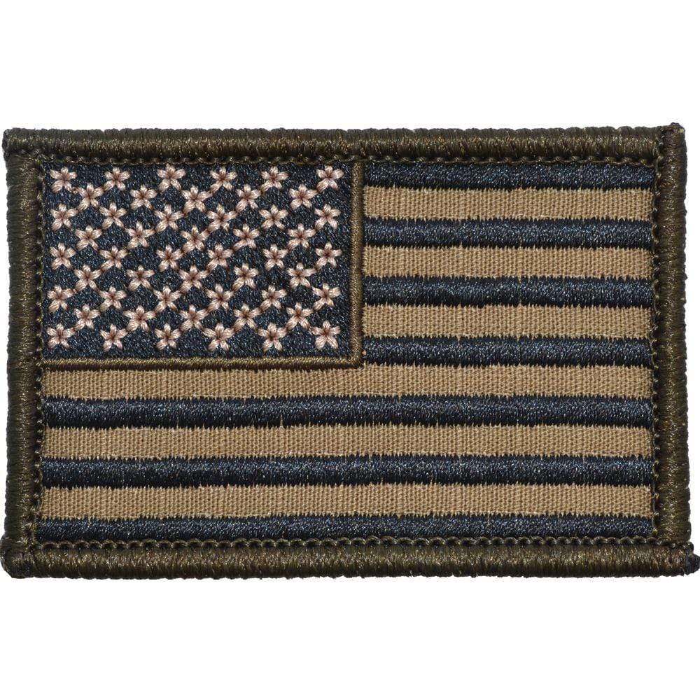 Tactical Gear Junkie Patches Left Face (Forward) Coyote Brown US Flag with Black Stitching - 2x3 Patch