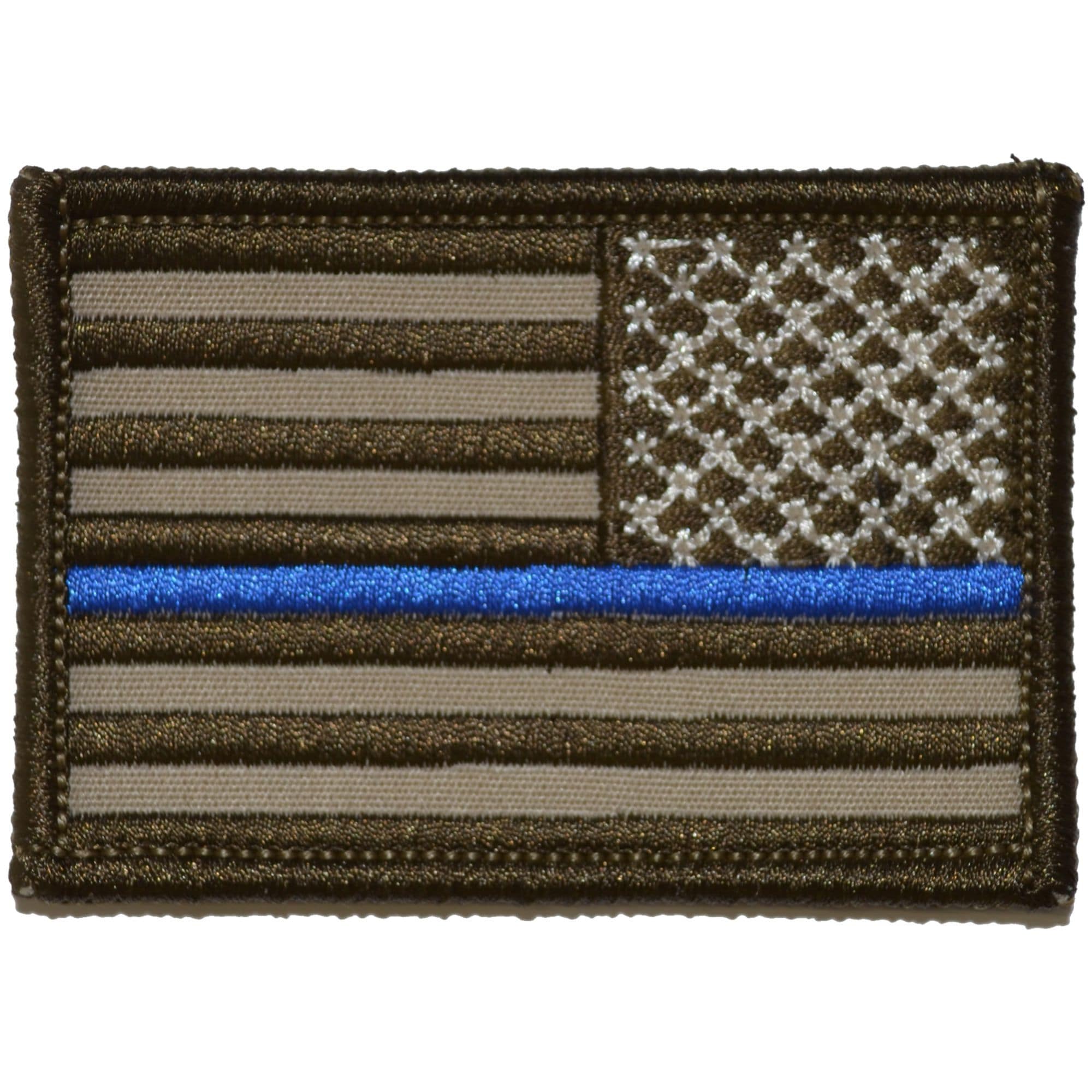 Tactical Gear Junkie Patches Coyote Brown Reverse Thin Blue Line Police USA Flag - 2x3 Patch