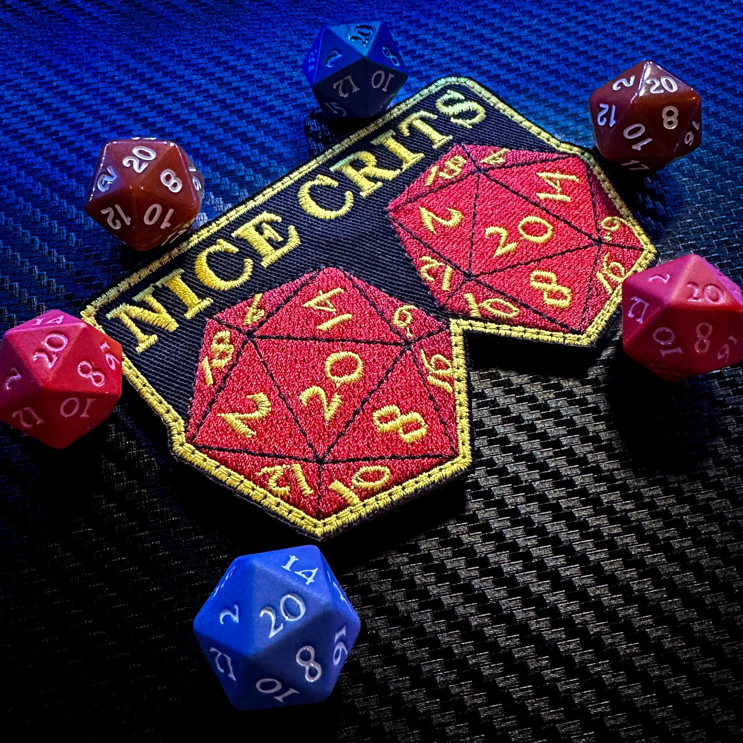 Nice Crits D&D - Roll a set of Natural 20 - Yes they are real -  2.5 x 3.75" Embroidered Patch