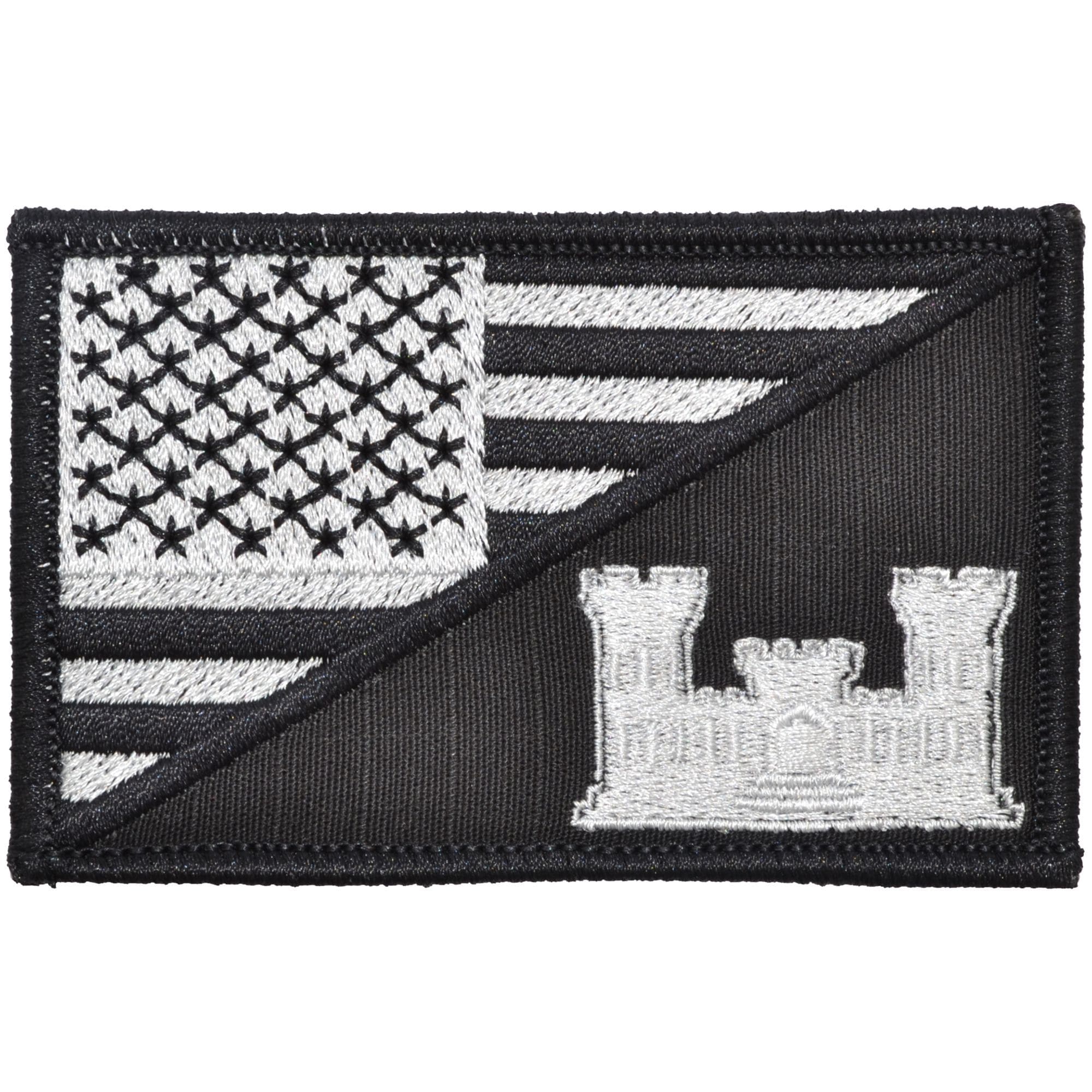Tactical Gear Junkie Patches Black Army Engineer Castle USA Flag - 2.25x3.5 Patch