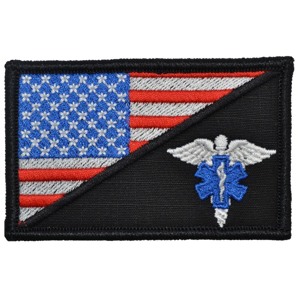 Tactical Gear Junkie Patches Full Color EMT Caduceus Star of Life USA Flag - 2.25x3.5 Patch