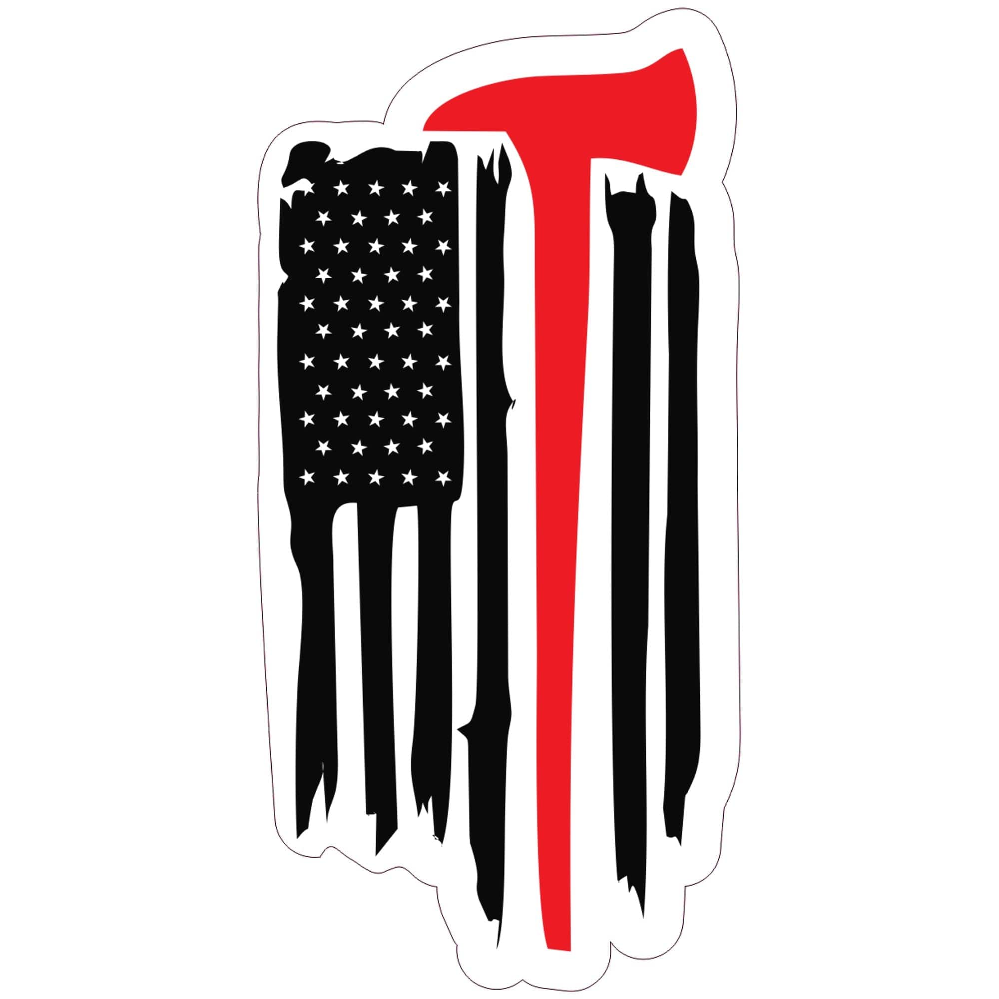 Tactical Gear Junkie Stickers Firefighter USA Flag Thin Red Line with Axe - 2x3.75 inch Sticker