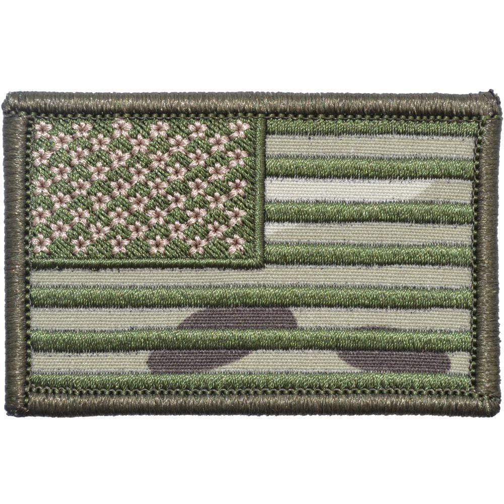 Tactical Gear Junkie Patches Left Face (Forward) Multicam US Flag Patch 2x3 with Green Stitching