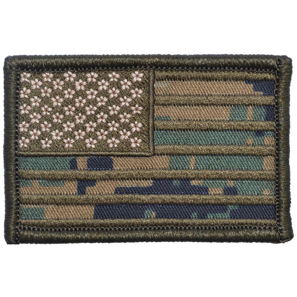 Tactical Gear Junkie Patches Left Face (Forward) MARPAT Woodland US Camo Flag - 2x3 Patch