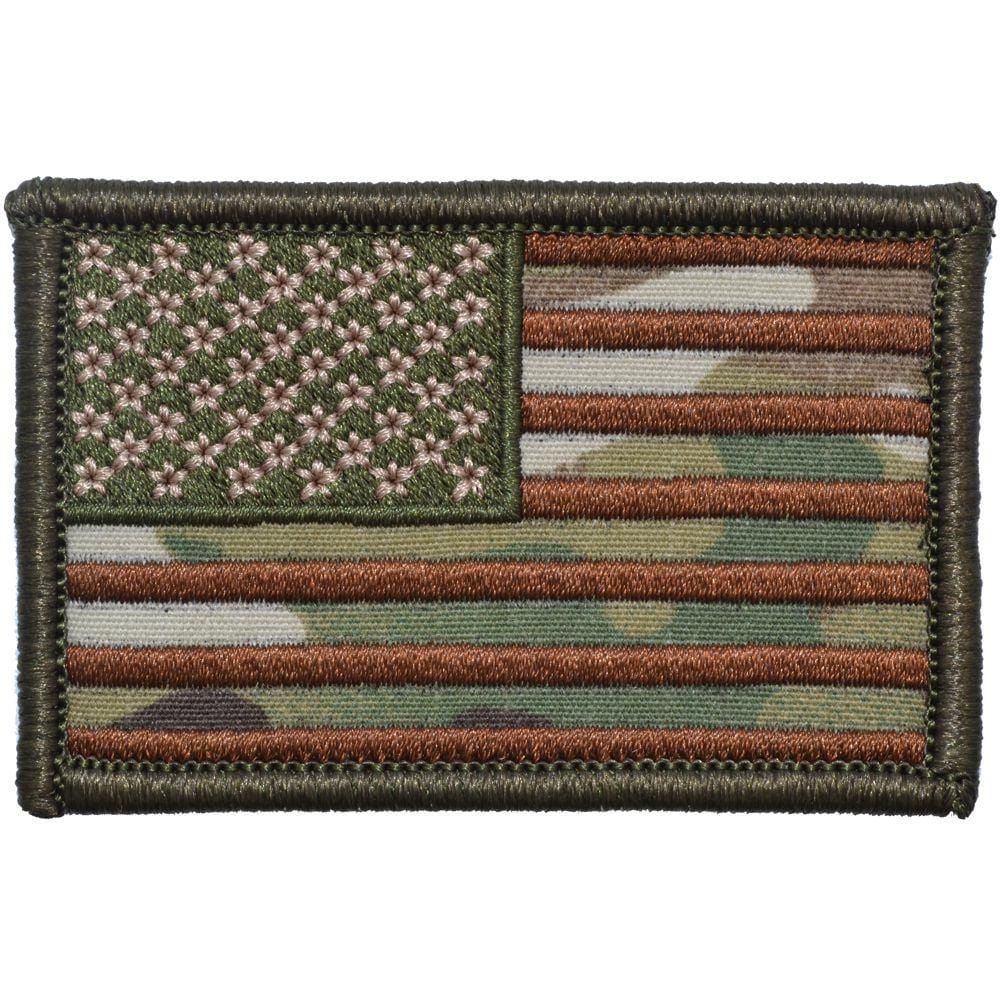 Tactical Gear Junkie Patches Left Face (Forward) MultiCam US Camo Flag with Spice Stitching - 2x3 Patch
