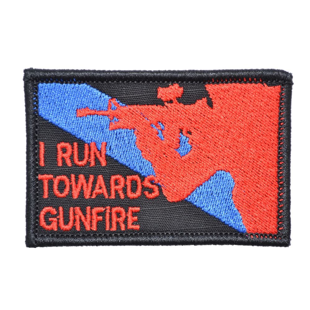 Tactical Gear Junkie Patches Black w/ Red I Run Towards Gunfire - 2x3 Patch