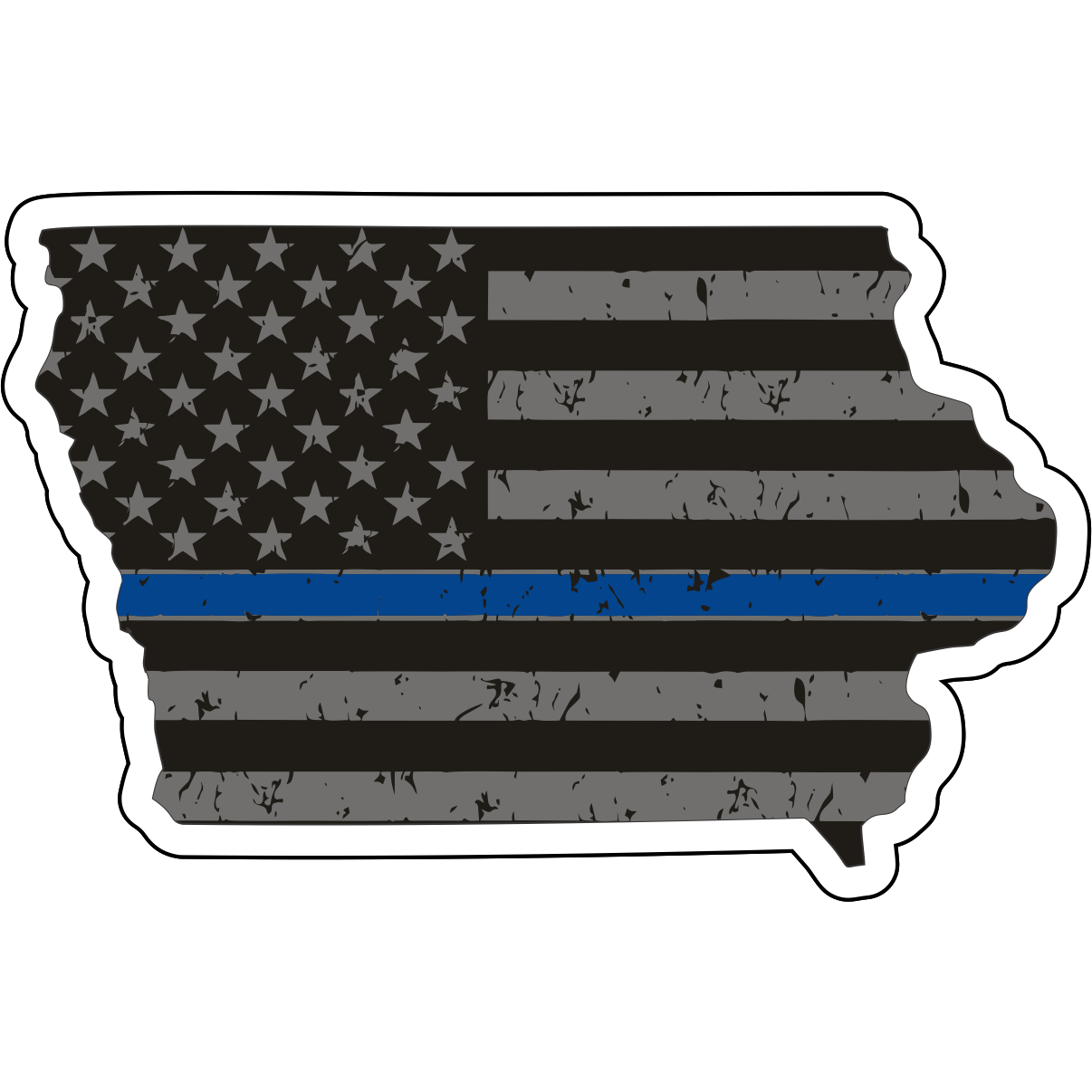 Tactical Gear Junkie Stickers Iowa Distressed Thin Blue Line State Sticker - Choose Your State