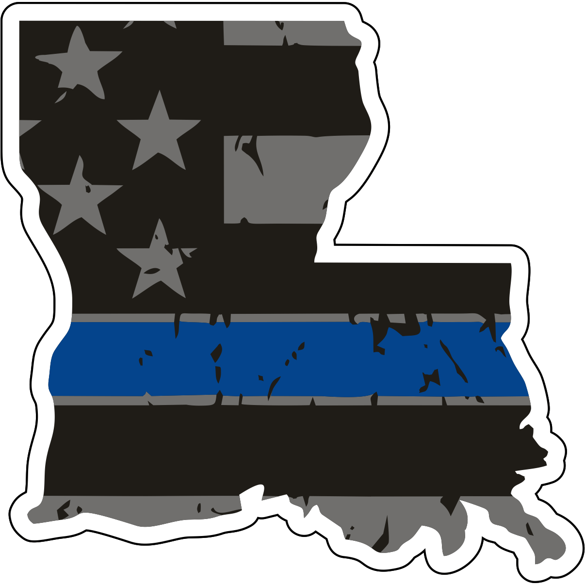 Tactical Gear Junkie Stickers Louisiana Distressed Thin Blue Line State Sticker - Choose Your State