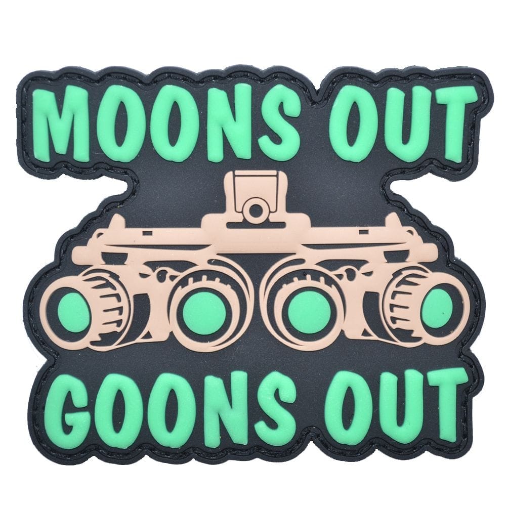 Tactical Gear Junkie Patches Moons Out Goons Out - Glow in the Dark - PVC Patch