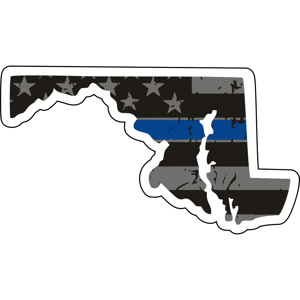 Tactical Gear Junkie Stickers Maryland Distressed Thin Blue Line State Sticker - Choose Your State