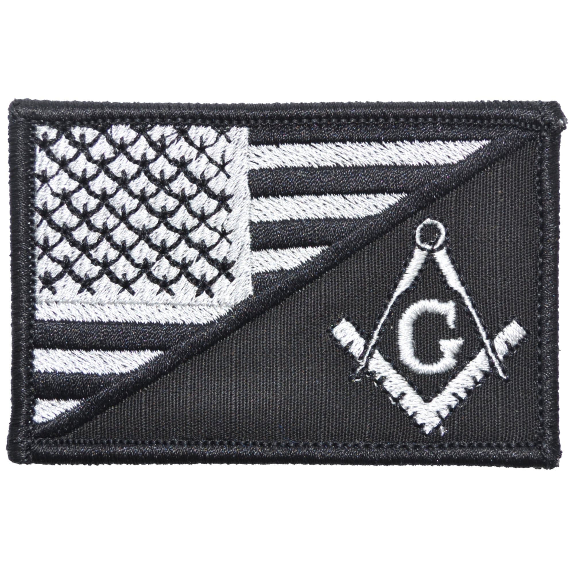 Tactical Gear Junkie Patches Black Masonic Square and Compasses USA Flag - 2.25x3.5 Patch