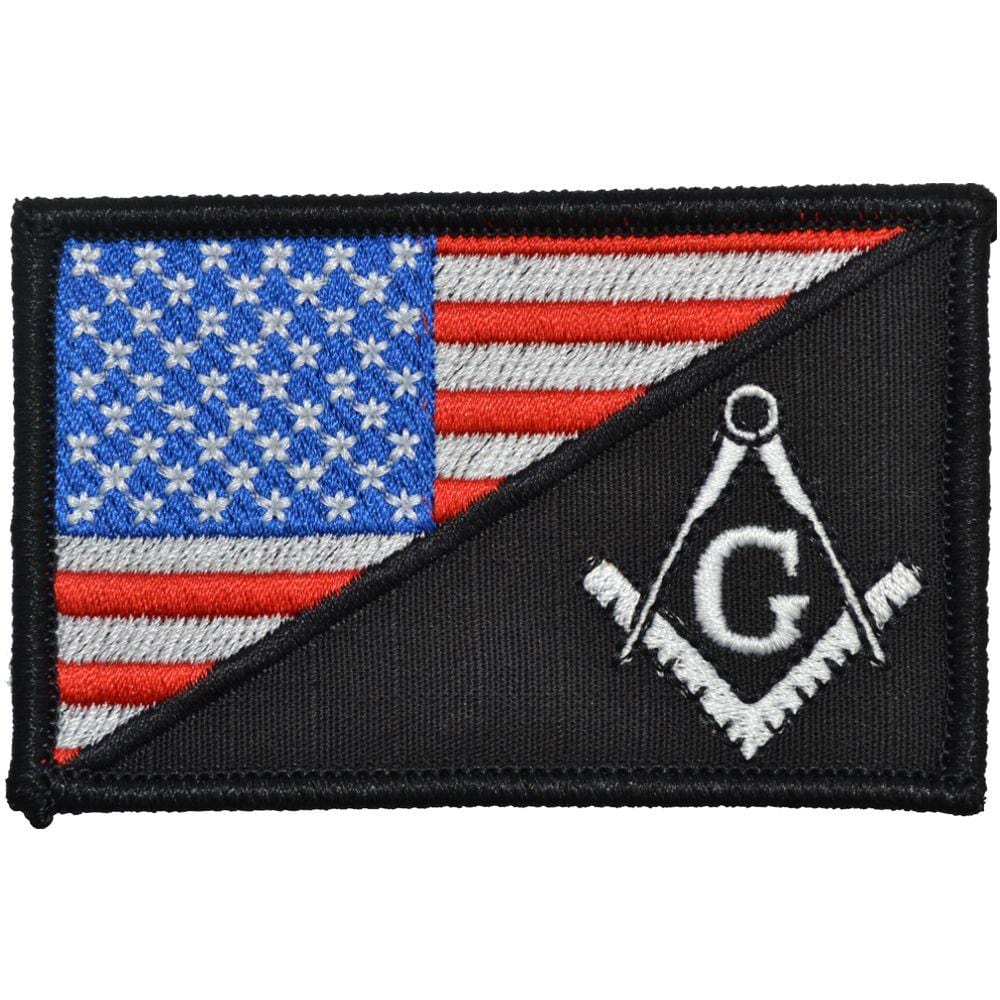 Tactical Gear Junkie Patches Full Color Masonic Square and Compasses USA Flag - 2.25x3.5 Patch