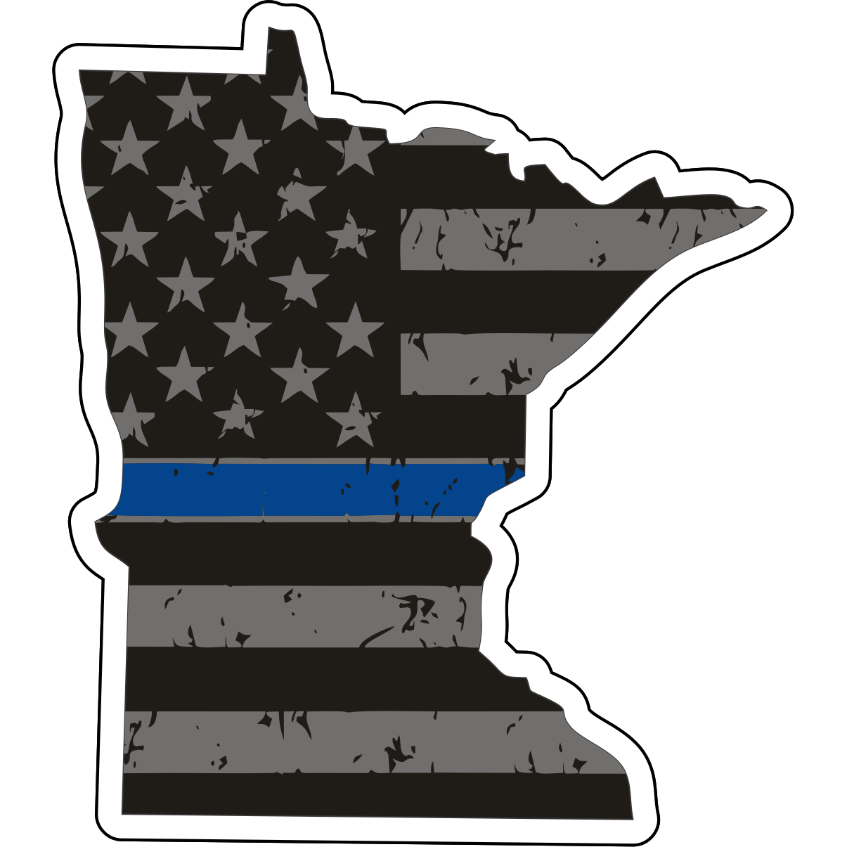 Tactical Gear Junkie Stickers Minnesota Distressed Thin Blue Line State Sticker - Choose Your State