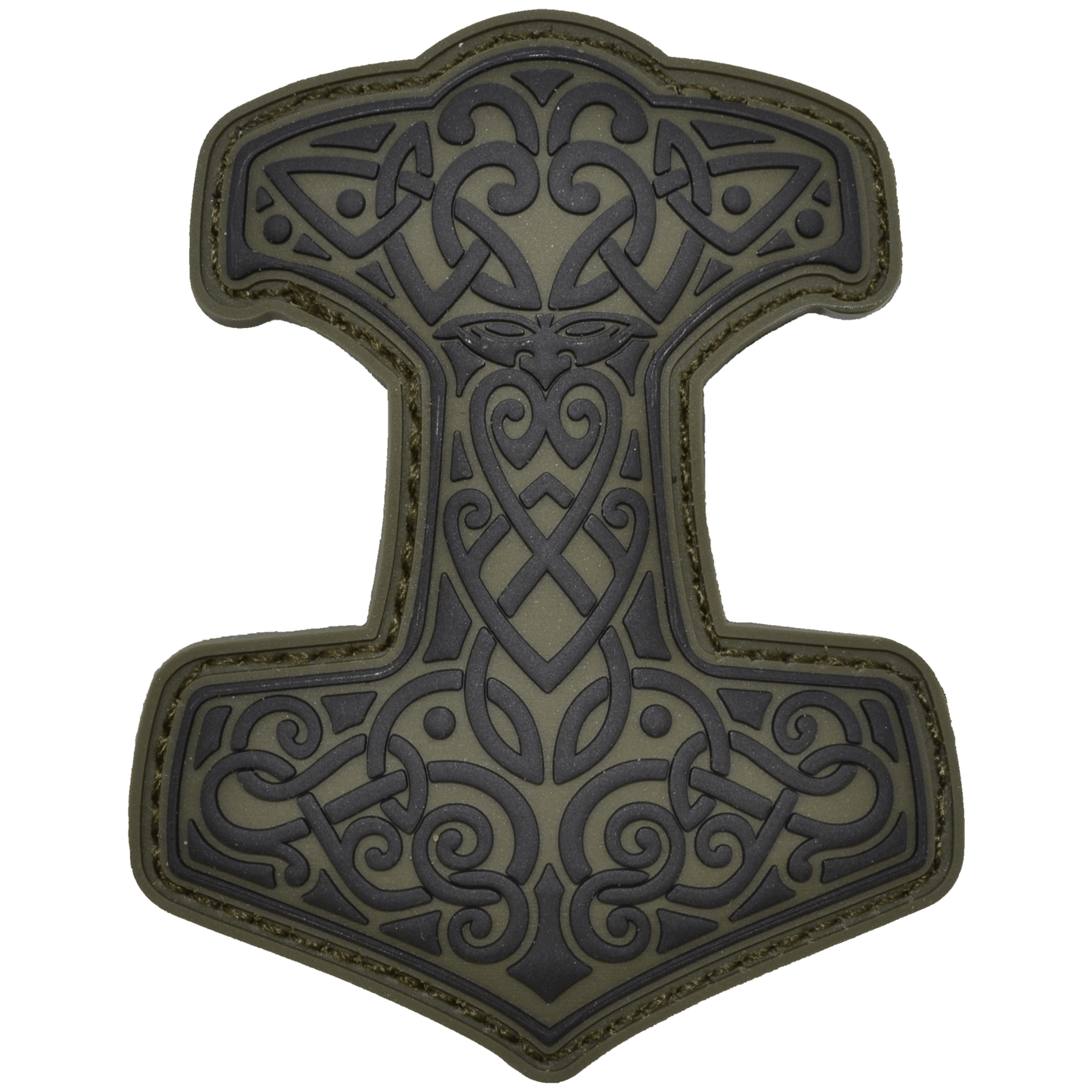 Tactical Gear Junkie Patches Olive Drab w/ Black Mjölnir Thor's Hammer Norse Viking - 2.5x3 PVC Patch - Multiple Colors