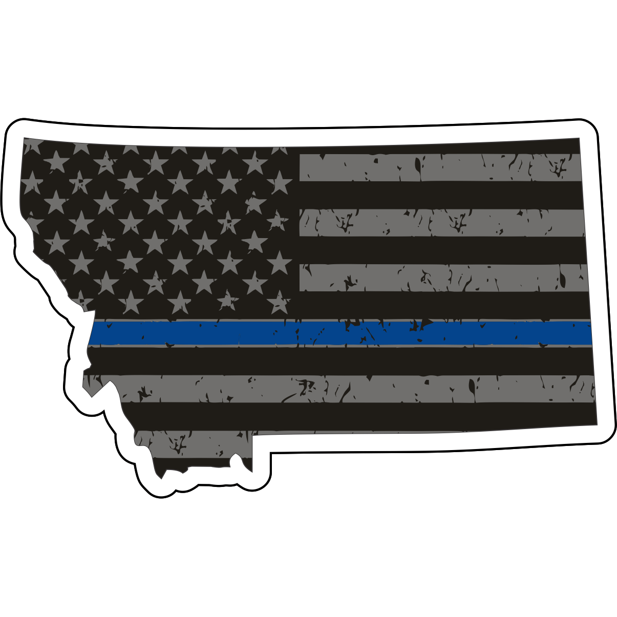 Tactical Gear Junkie Stickers Montana Distressed Thin Blue Line State Sticker - Choose Your State