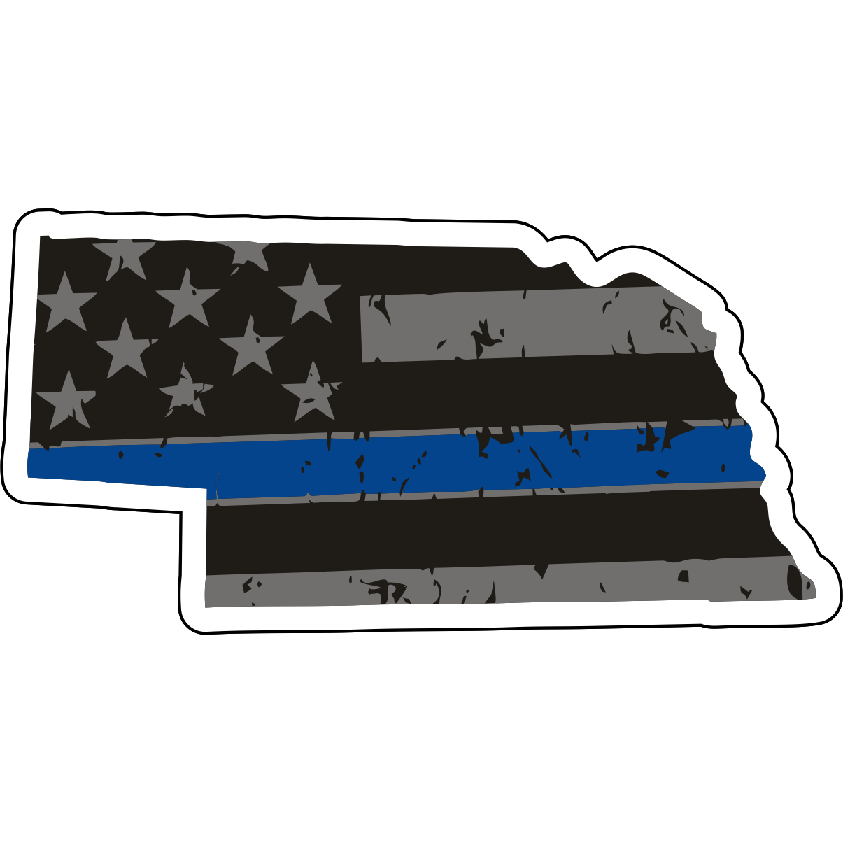 Tactical Gear Junkie Stickers Nebraska Distressed Thin Blue Line State Sticker - Choose Your State