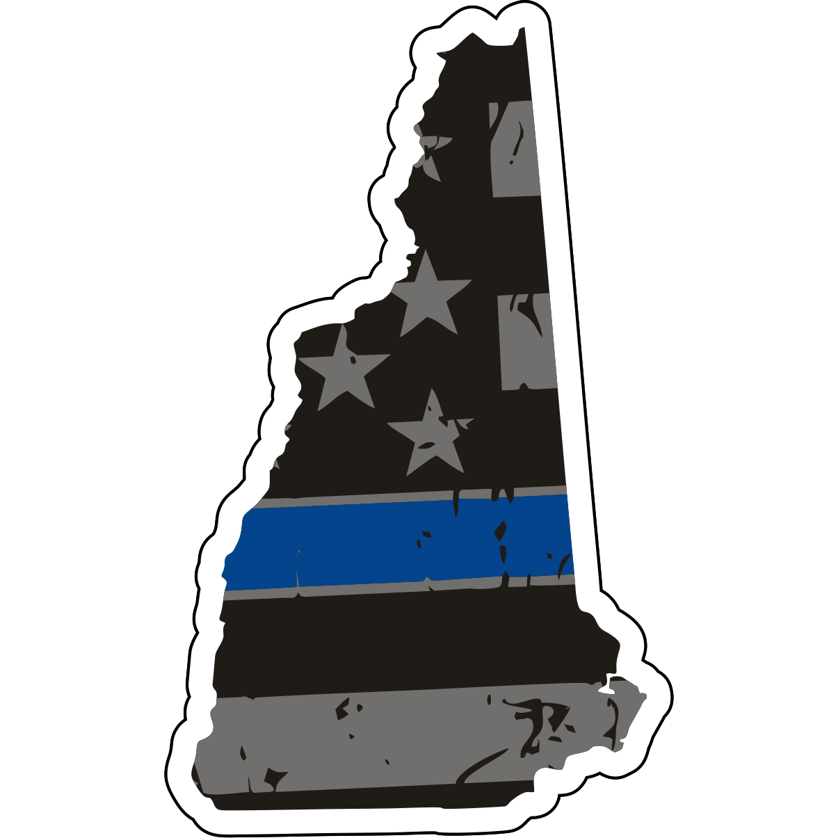 Tactical Gear Junkie Stickers New Hampshire Distressed Thin Blue Line State Sticker - Choose Your State