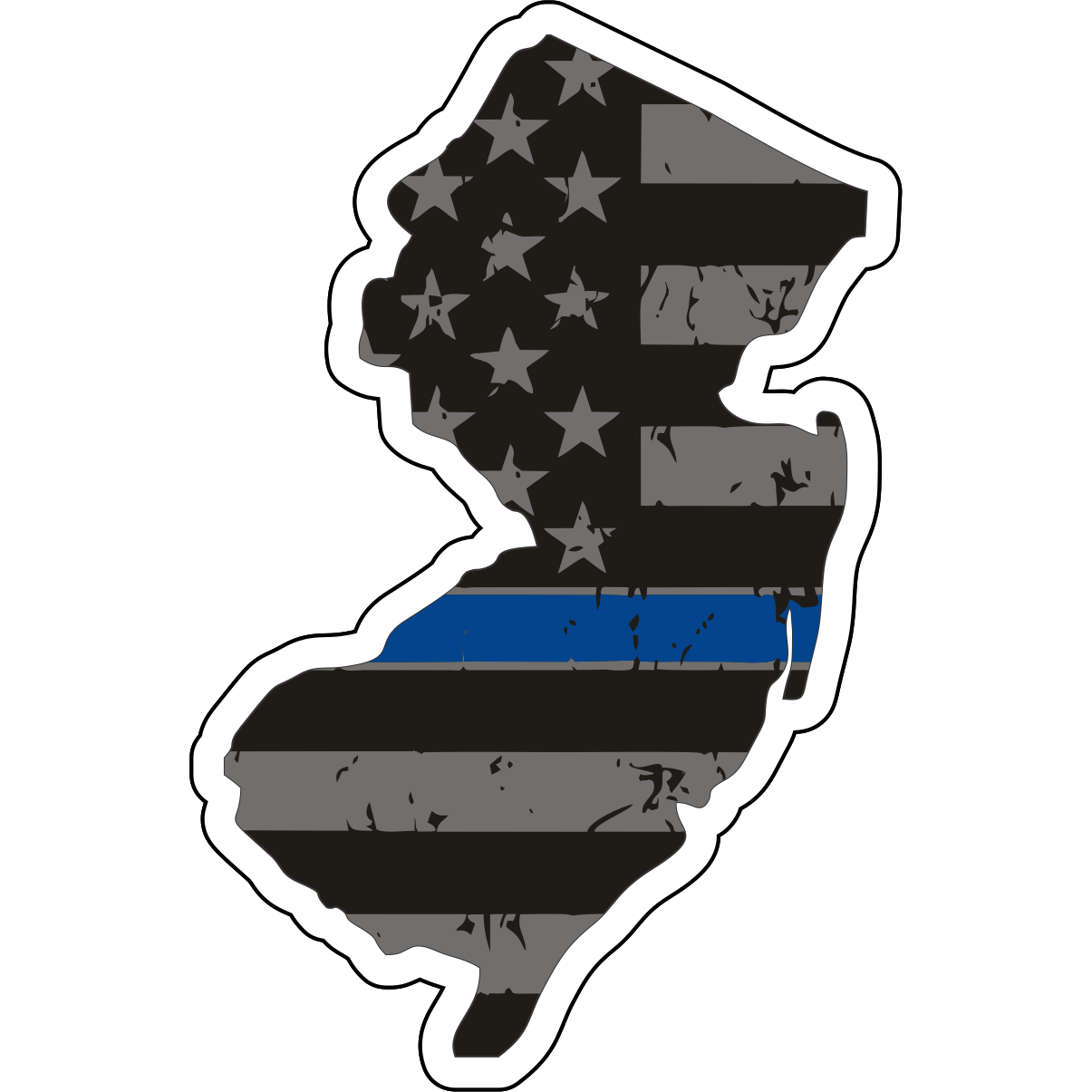 Tactical Gear Junkie Stickers New Jersey Distressed Thin Blue Line State Sticker - Choose Your State
