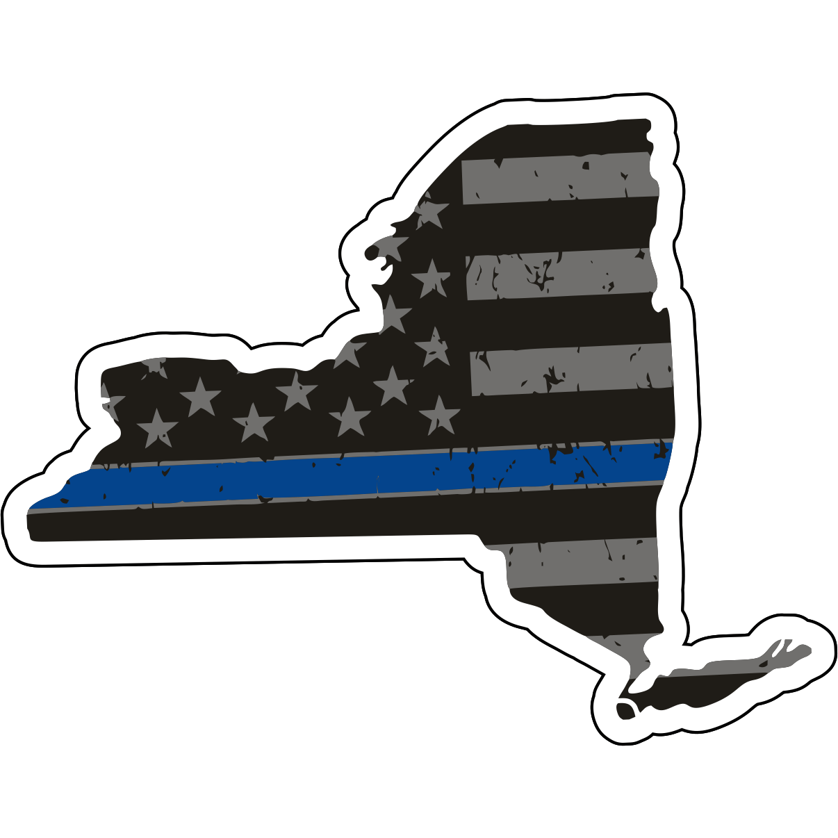 Tactical Gear Junkie Stickers New York Distressed Thin Blue Line State Sticker - Choose Your State