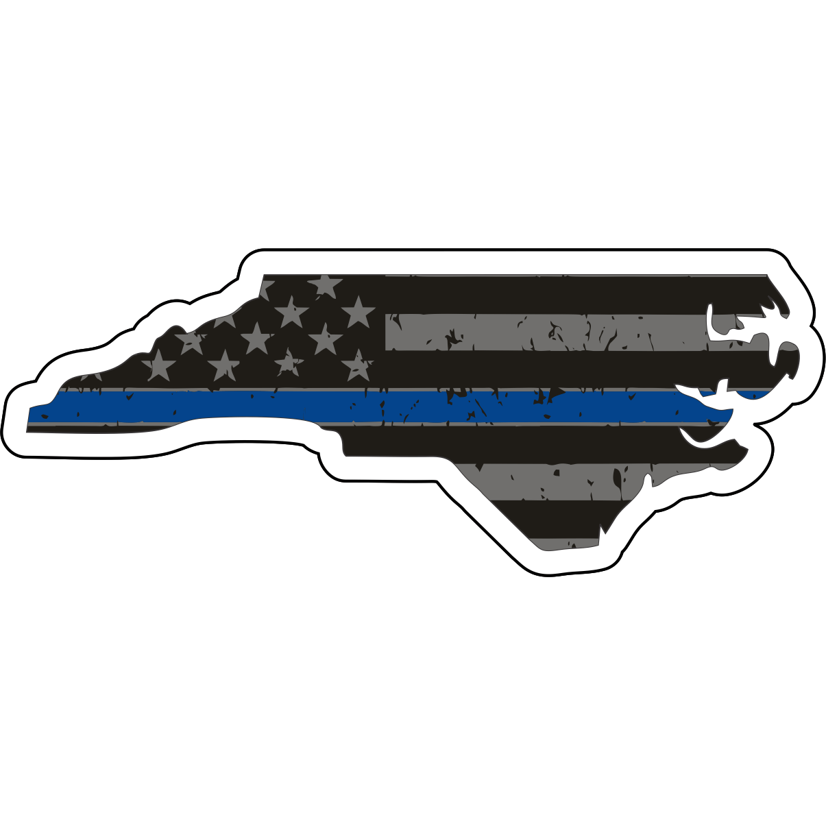 Tactical Gear Junkie Stickers North Carolina Distressed Thin Blue Line State Sticker - Choose Your State