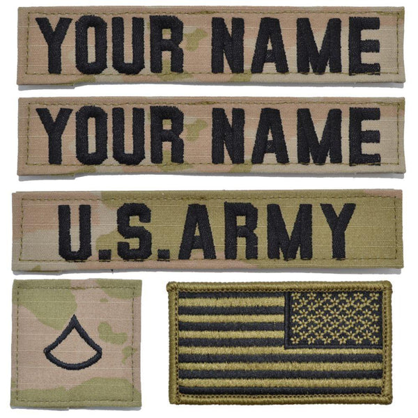 Single Custom Army Name Tape w/ Hook Fastener Backing - 3-Color OCP