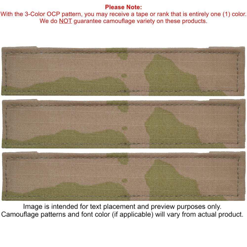 3 Piece Custom Army Name Tape Set w/ Hook Fastener Backing - 3-Color OCP