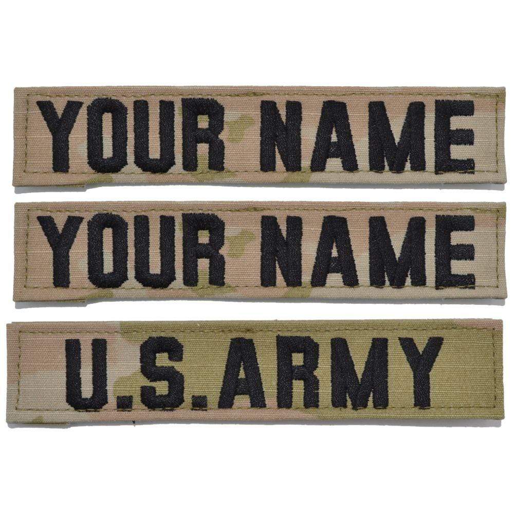 Tactical Gear Junkie Name Tapes 3 Piece Custom Army Name Tape Set w/ Hook Fastener Backing - 3-Color OCP