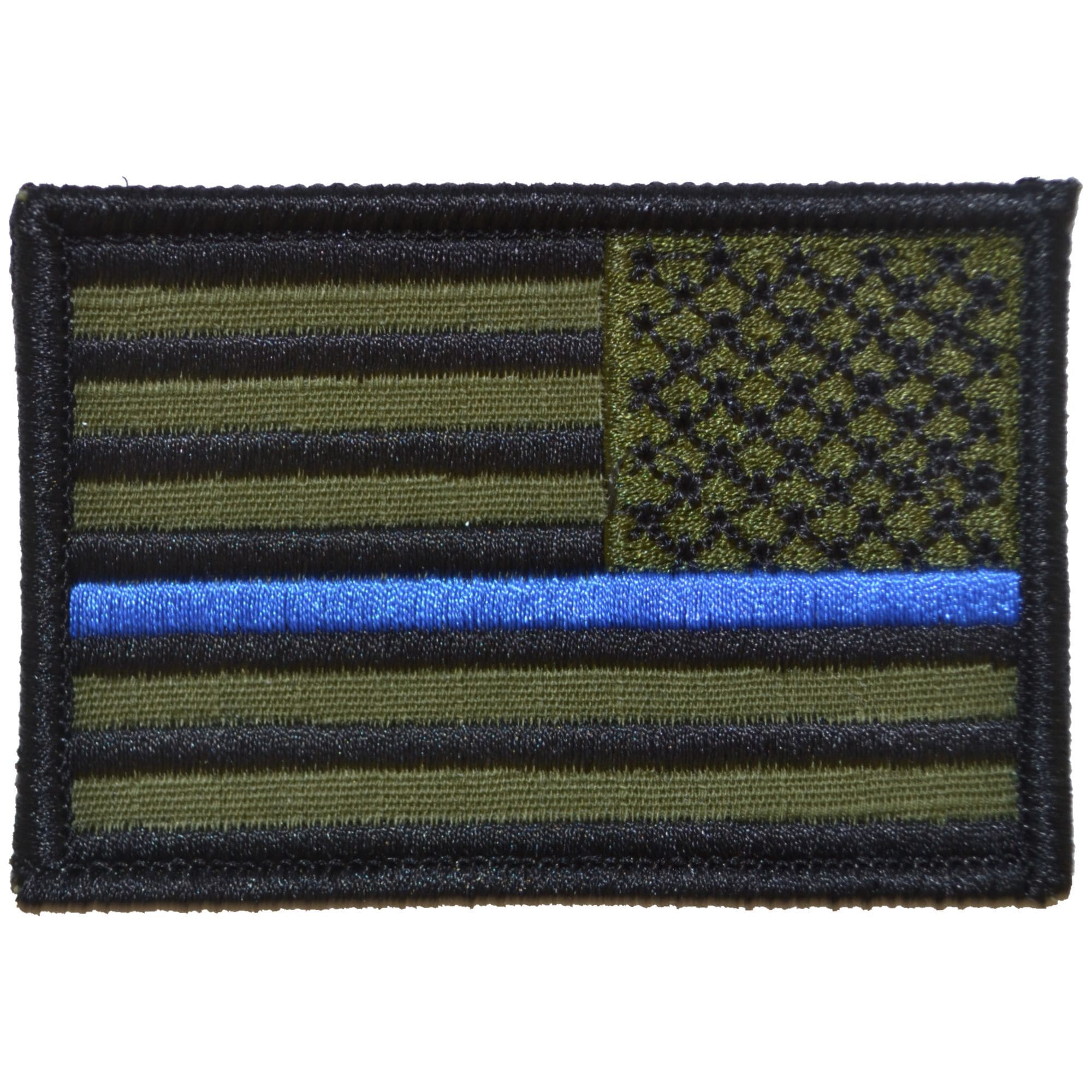 Tactical Gear Junkie Patches Olive Drab Reverse Thin Blue Line Police USA Flag - 2x3 Patch
