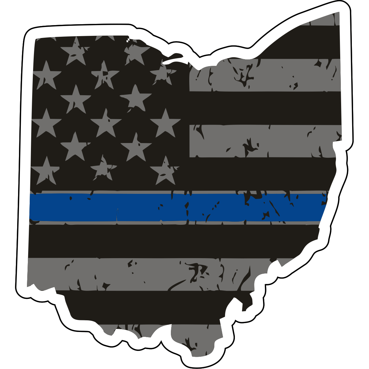Tactical Gear Junkie Stickers Ohio Distressed Thin Blue Line State Sticker - Choose Your State