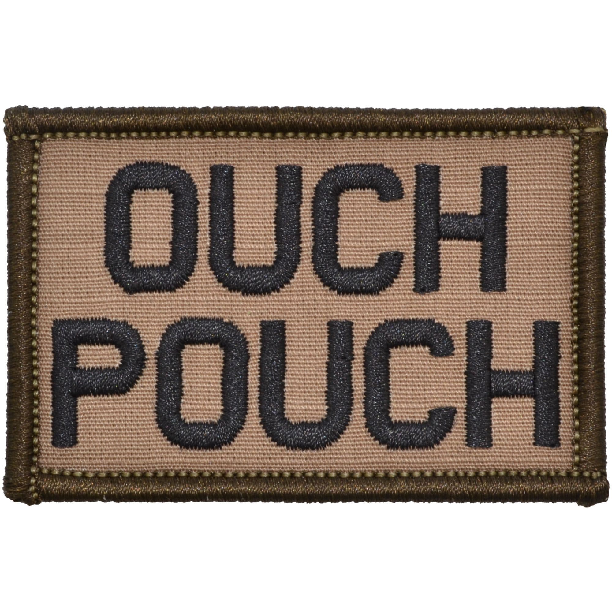 Tactical Gear Junkie Patches Coyote Brown w/ Black Ouch Pouch - 2x3 Patch