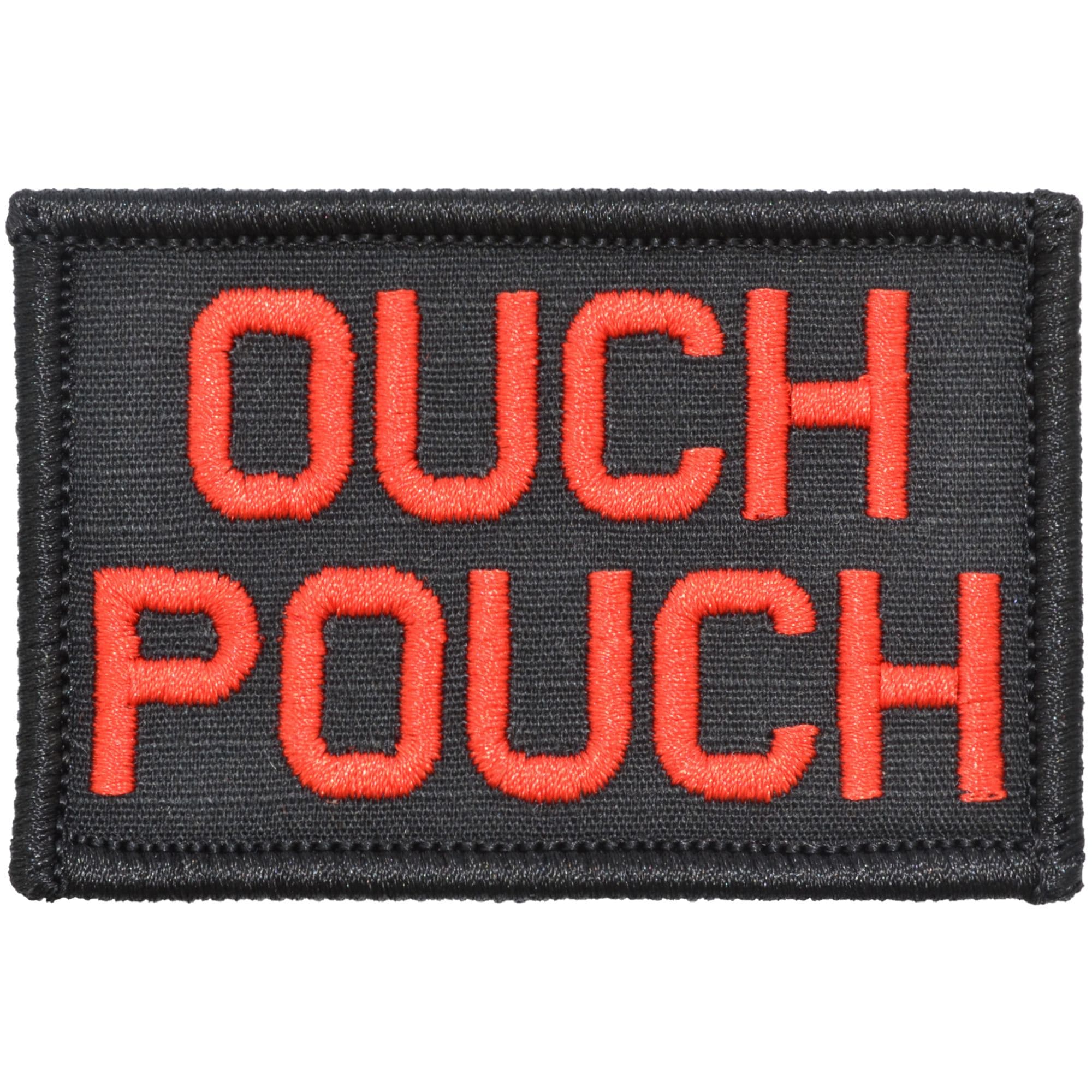 Tactical Gear Junkie Patches Black w/ Red Ouch Pouch - 2x3 Patch