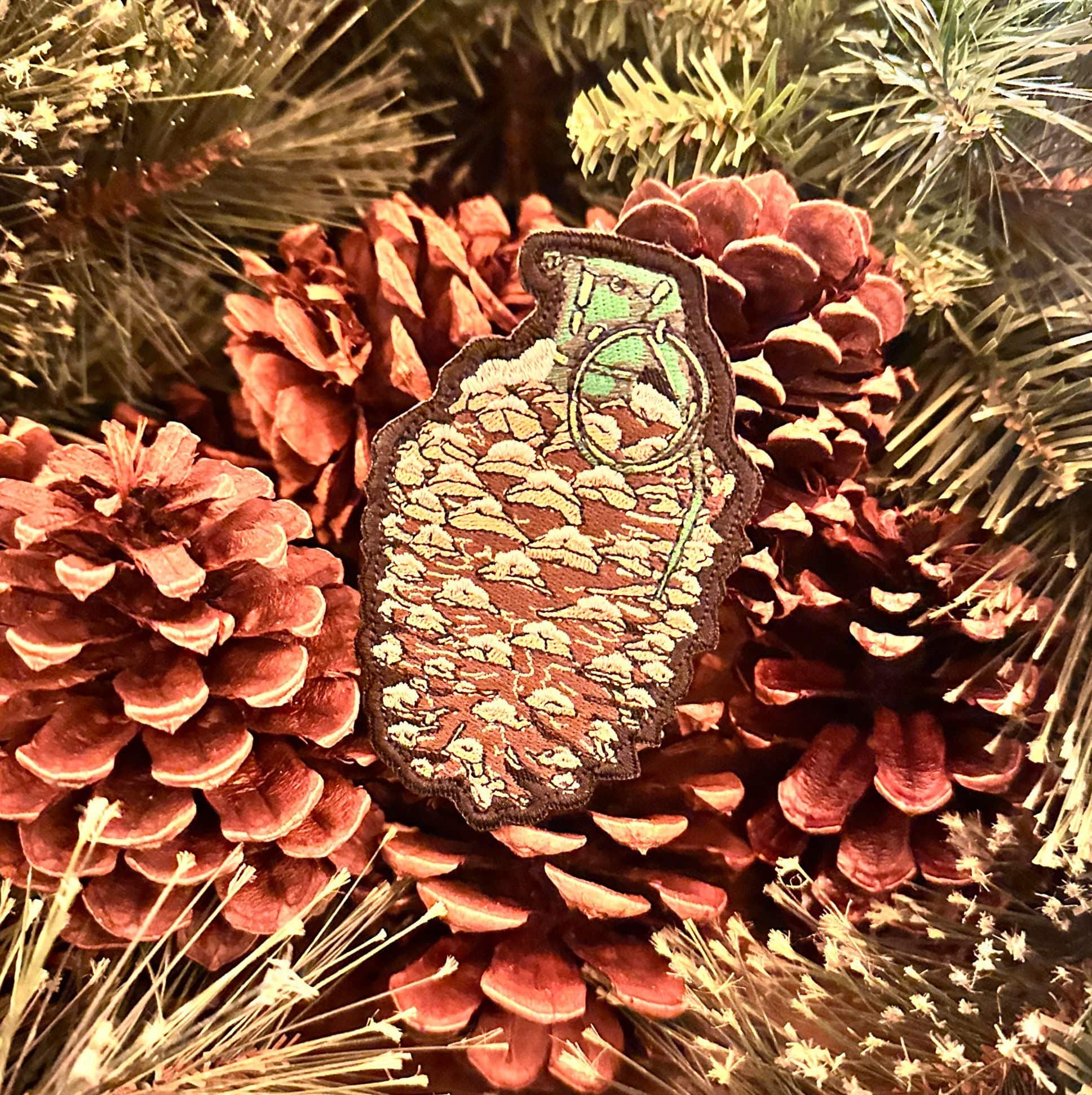 Tactical Gear Junkie Patches Pinecone Grenade - Embroidered- 4 inch Patch