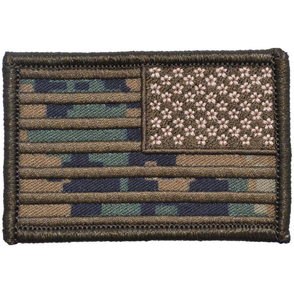 Tactical Gear Junkie Patches Right Face (Reverse) MARPAT Woodland US Camo Flag - 2x3 Patch
