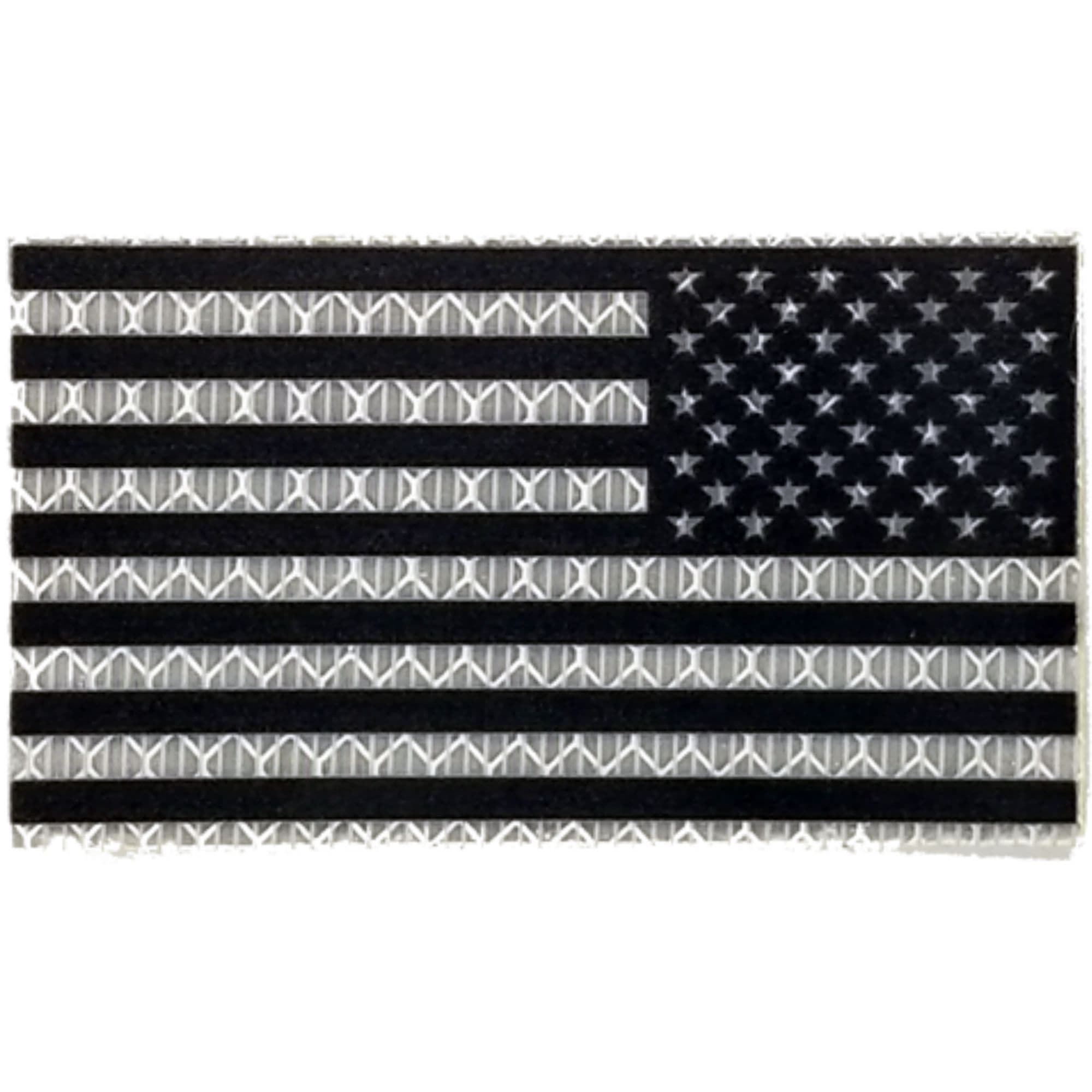 Tactical Gear Junkie Patches Reverse Reflective Printed White/Black USA Flag - 2x3.5 Patch