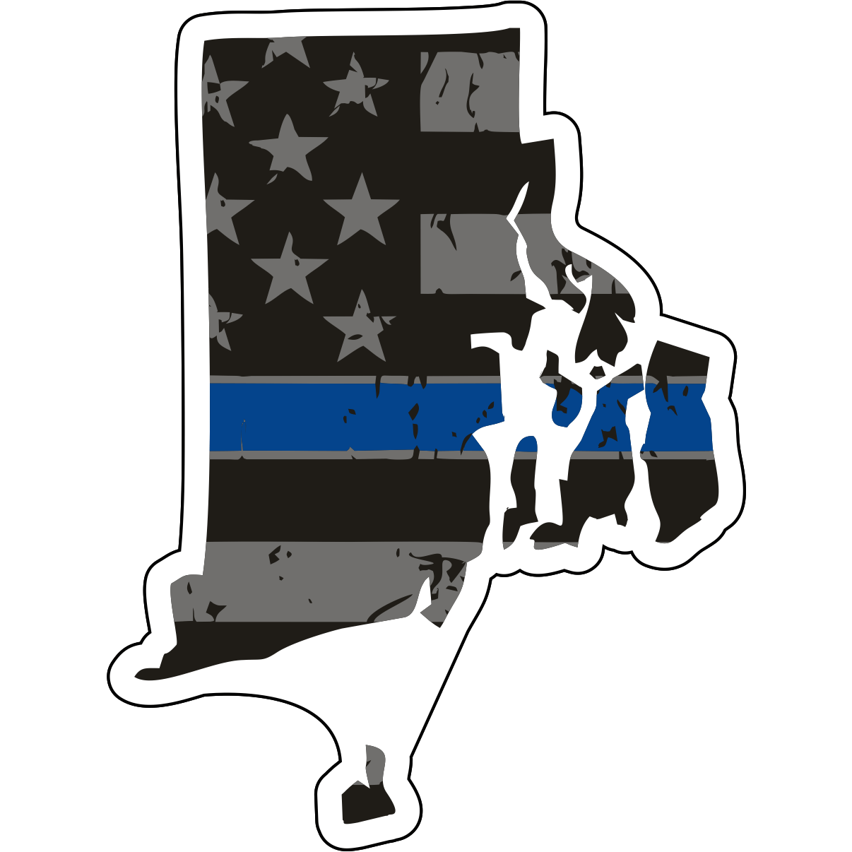 Tactical Gear Junkie Stickers Rhode Island Distressed Thin Blue Line State Sticker - Choose Your State