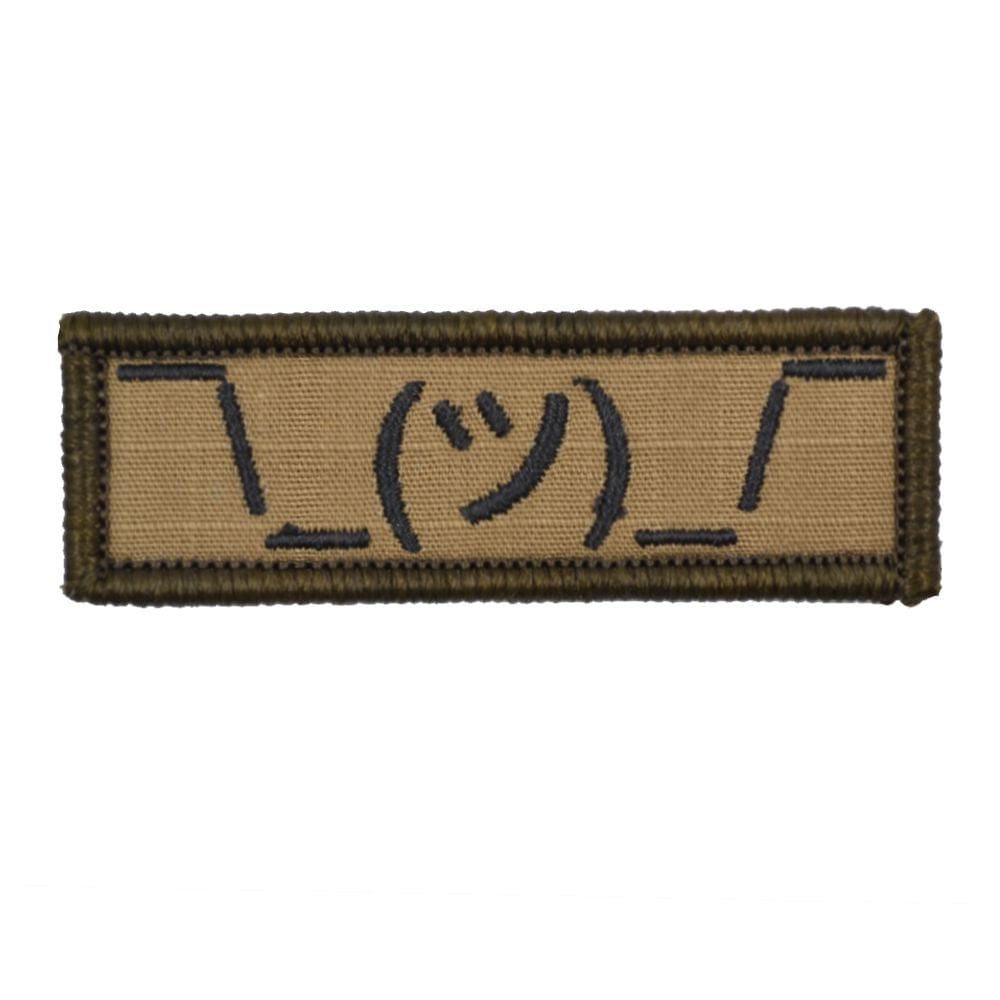 Tactical Gear Junkie Patches Coyote Brown w/ Black Shrug Emoji - 1x3 Patch