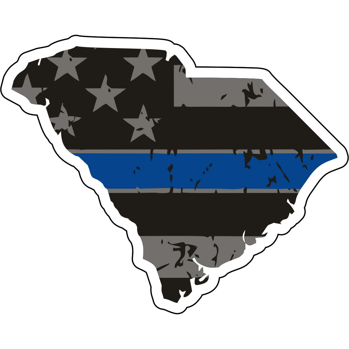 Tactical Gear Junkie Stickers South Carolina Distressed Thin Blue Line State Sticker - Choose Your State