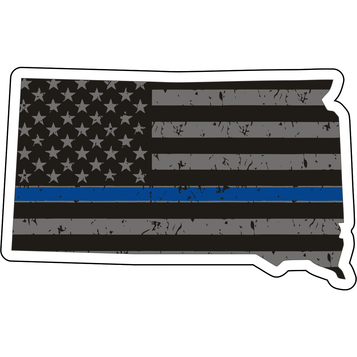 Tactical Gear Junkie Stickers South Dakota Distressed Thin Blue Line State Sticker - Choose Your State