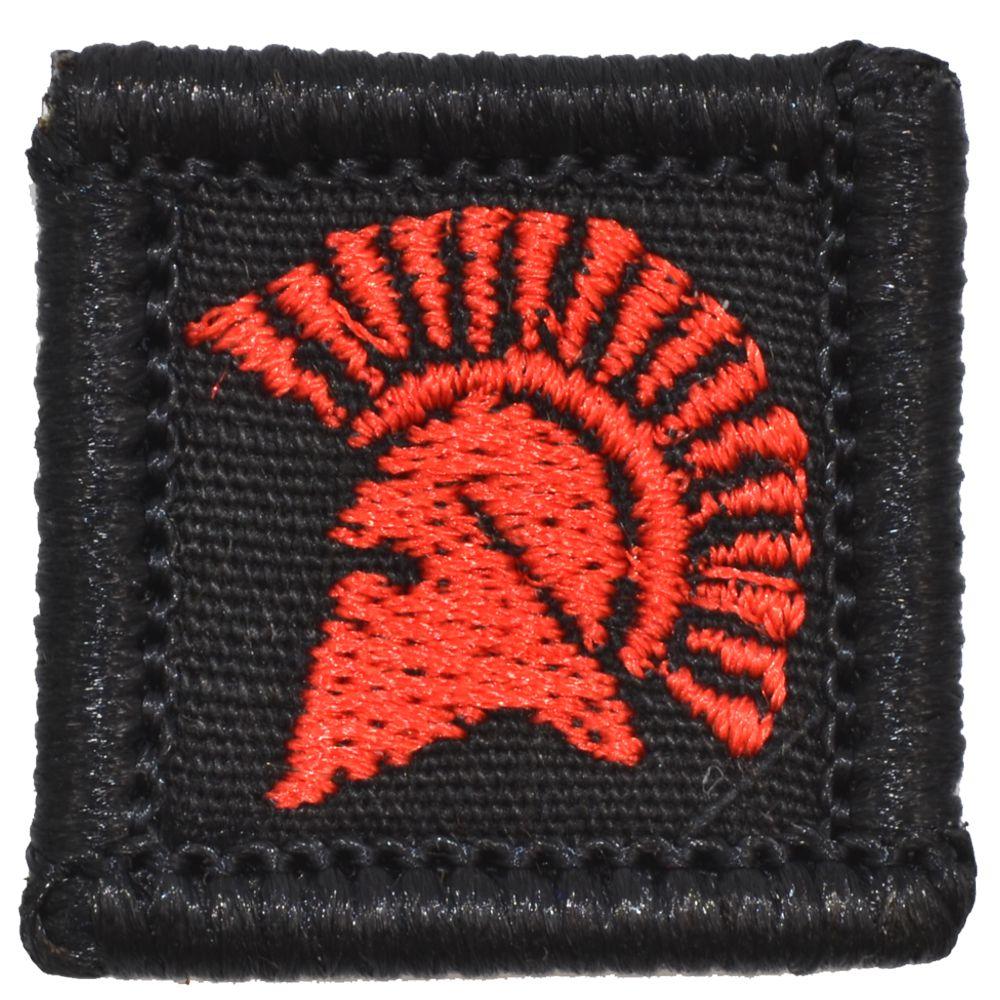 Tactical Gear Junkie Patches Black w/ Red Spartan Head - 1x1 Patch