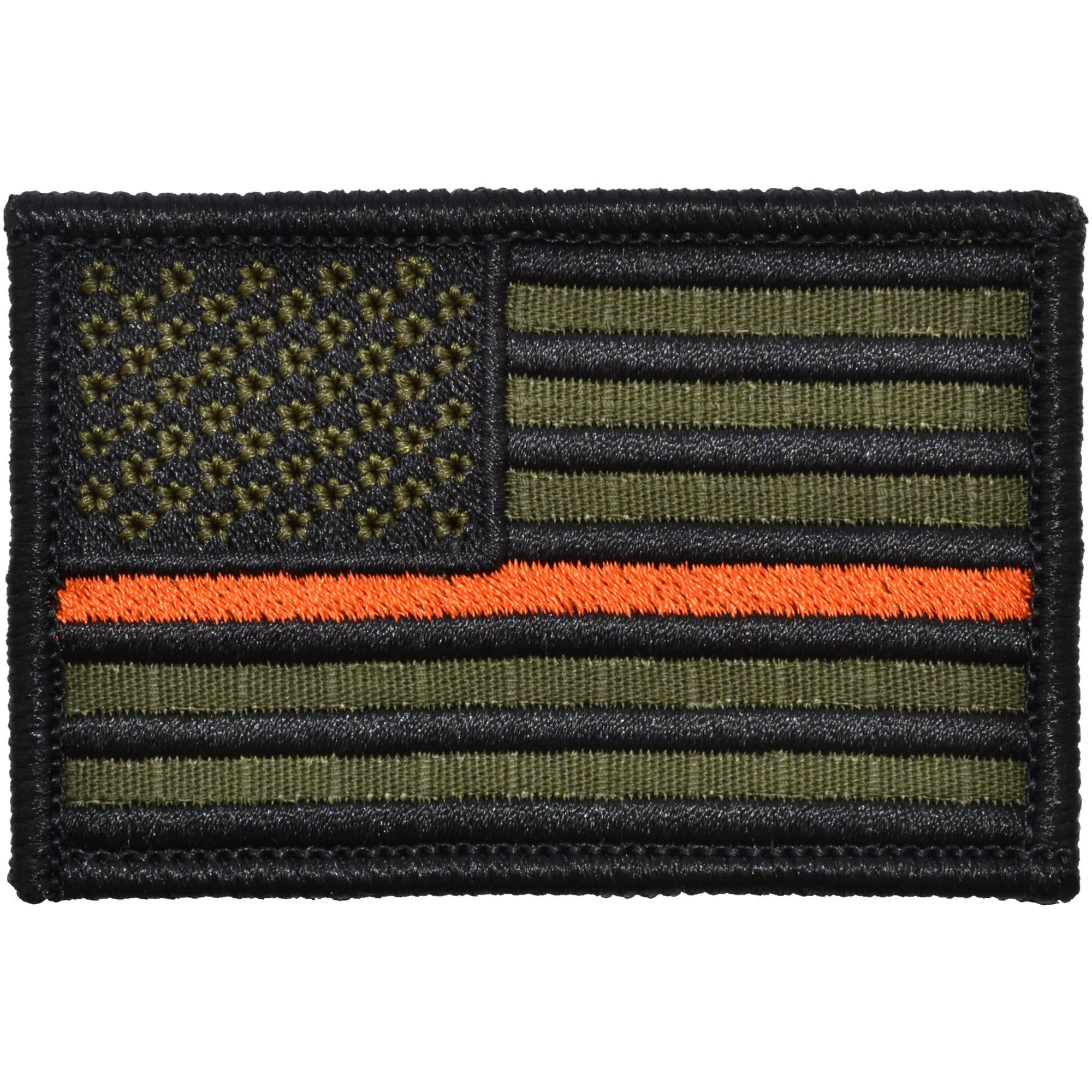 Tactical Gear Junkie Patches Olive Drab Thin Orange Line Search & Rescue USA Flag - 2x3 Patch