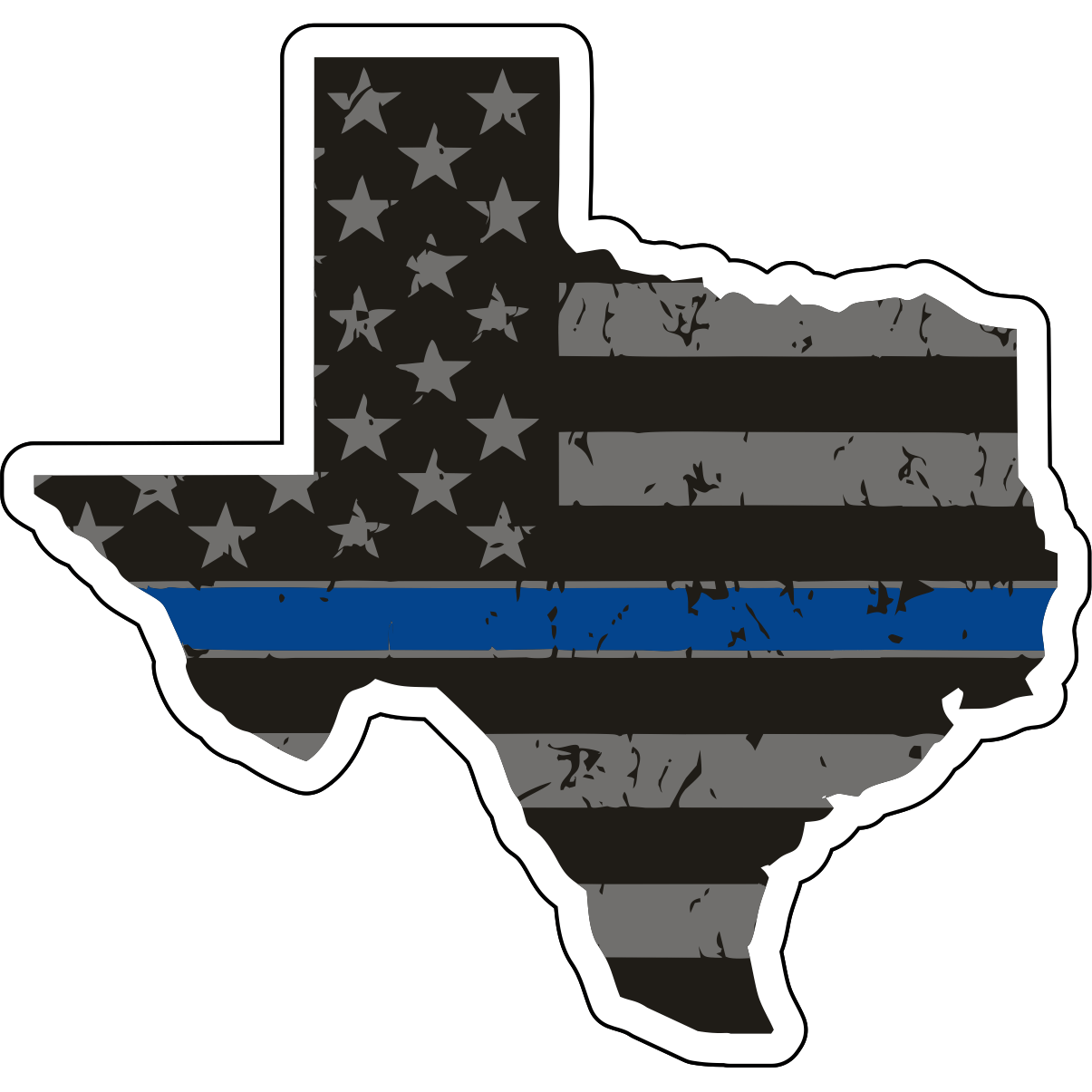 Tactical Gear Junkie Stickers Texas Distressed Thin Blue Line State Sticker - Choose Your State