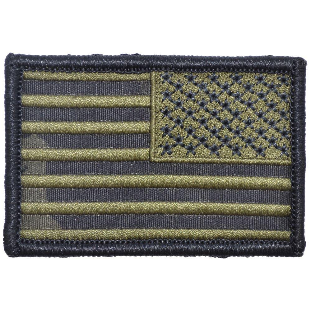 Tactical Gear Junkie Patches Right Face (Reverse) Copy of USA Flag - 2x3 - Multicam BLACK w/ Olive Drab