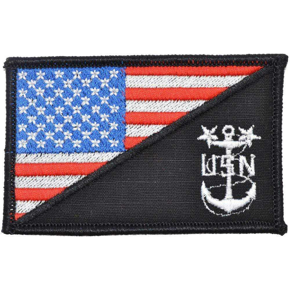 Tactical Gear Junkie Patches Full Color Navy MCPO Master Chief Petty Officer USA Flag - 2.25x3.5 inch Patch