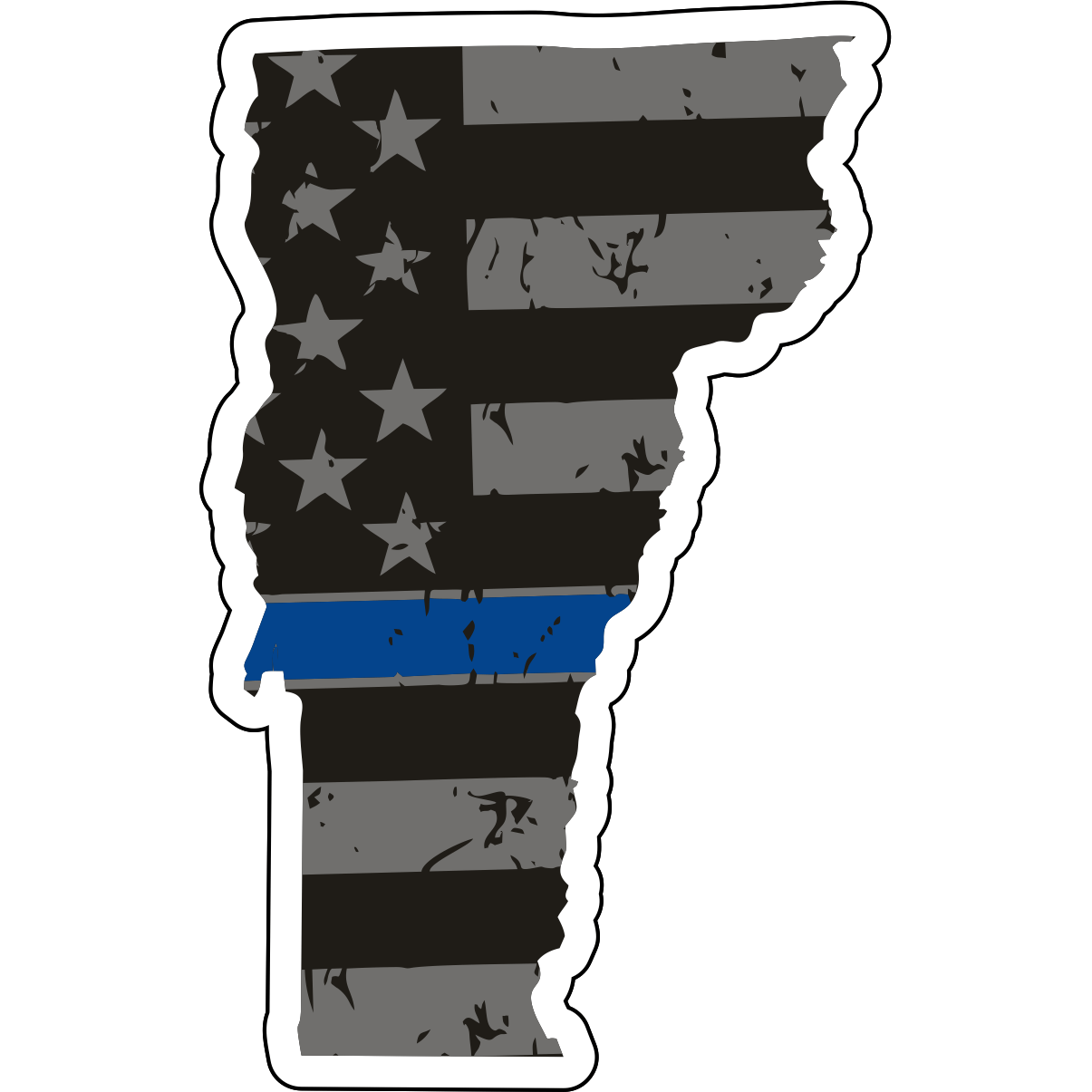 Tactical Gear Junkie Stickers Vermont Distressed Thin Blue Line State Sticker - Choose Your State