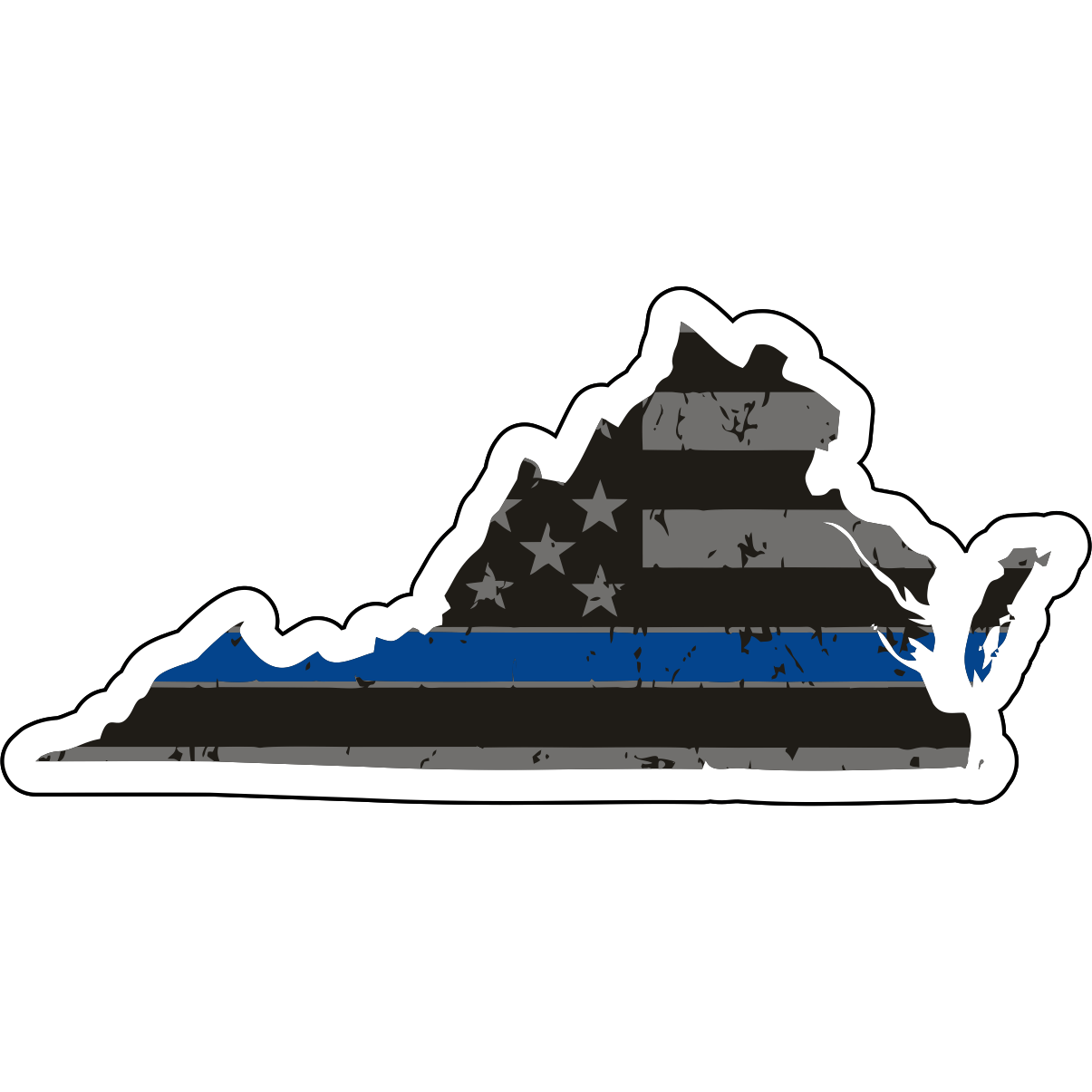 Tactical Gear Junkie Stickers Virginia Distressed Thin Blue Line State Sticker - Choose Your State