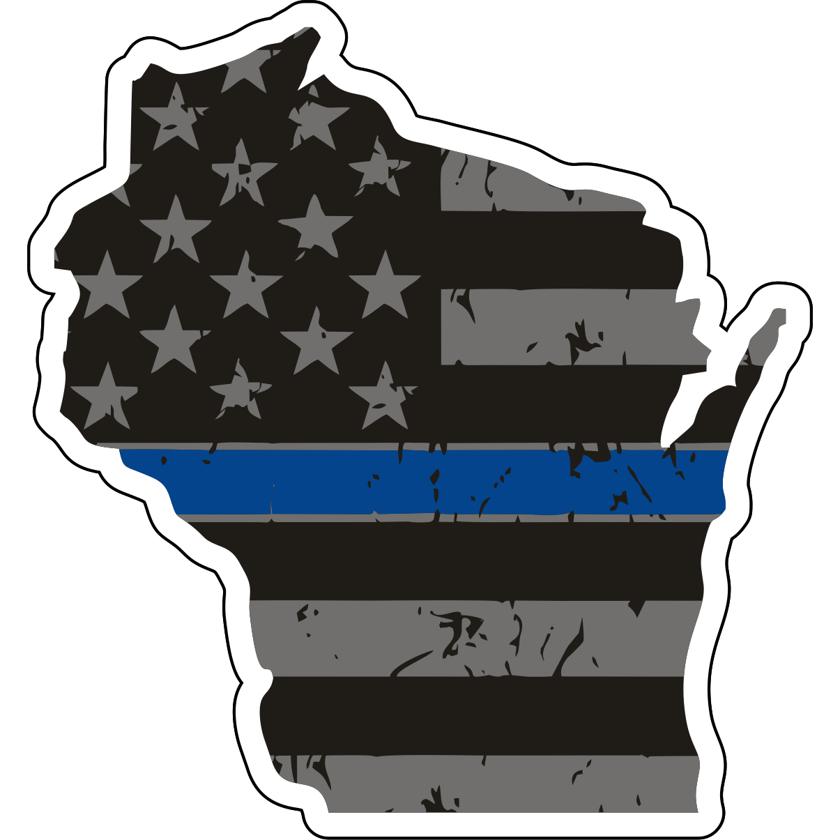 Tactical Gear Junkie Stickers Wisconsin Distressed Thin Blue Line State Sticker - Choose Your State