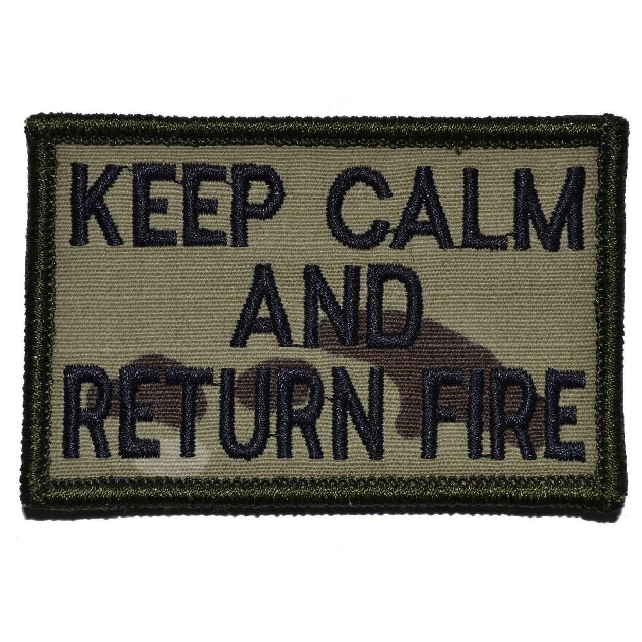 Tactical Gear Junkie Patches MultiCam Keep Calm and Return Fire - 2x3 Patch