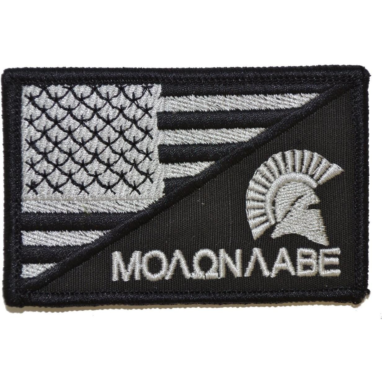 Tactical Gear Junkie Patches Black Molon Labe Spartan Helmet USA Flag - 2.25x3.5 Patch