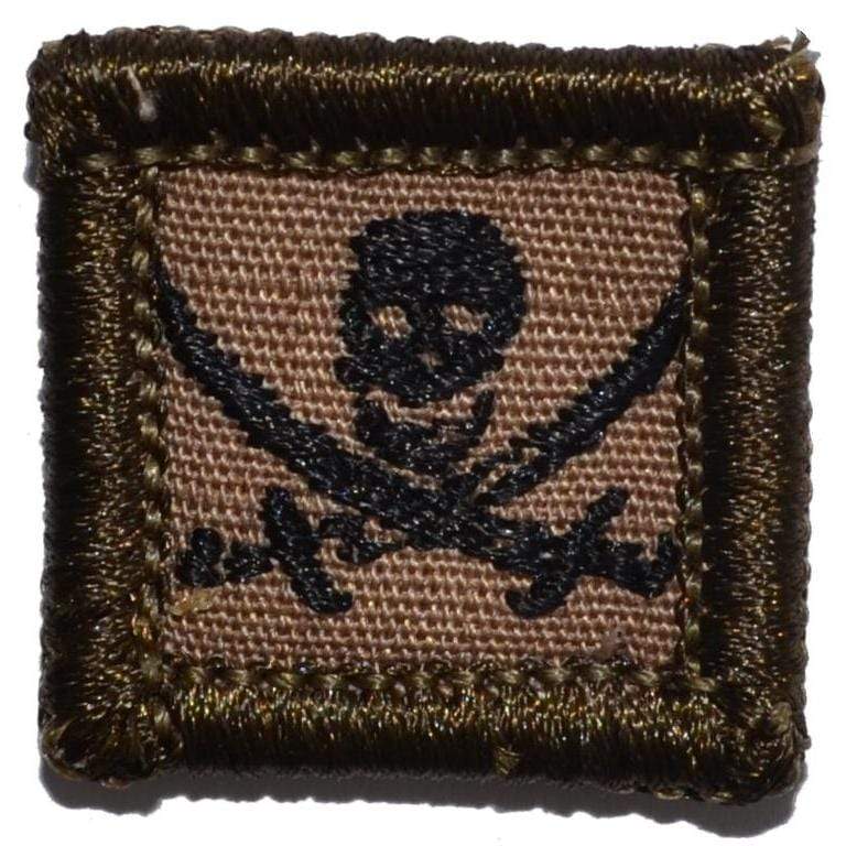 Tactical Gear Junkie Patches Coyote Brown w/ Black Pirate Jolly Roger - 1x1 Patch